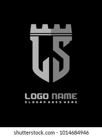 Fortress shield initial L S logo template vector