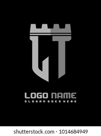 Fortress shield initial L T logo template vector