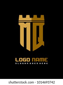 Fortress shield initial M Q logo template vector