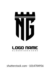 Fortress shield initial N G logo template vector