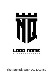 Fortress shield initial N Q logo template vector