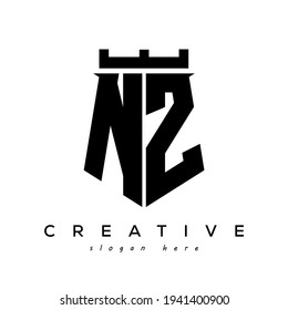 Fortress shield initial NZ logo vector design