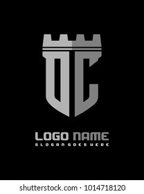 Fortress shield initial O C logo template vector