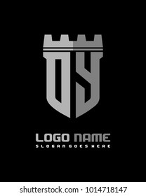 Fortress shield initial O Y logo template vector