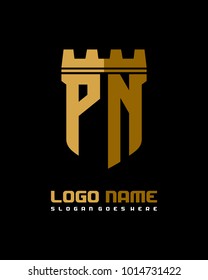Fortress shield initial P N logo template vector