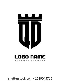 Fortress shield initial Q D logo template vector