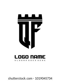 Fortress shield initial Q F logo template vector