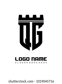 Fortress shield initial Q G logo template vector
