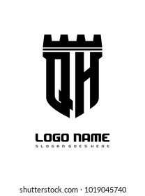 Fortress shield initial Q H logo template vector
