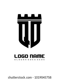 Fortress shield initial Q O logo template vector