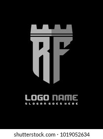 Fortress shield initial R F logo template vector