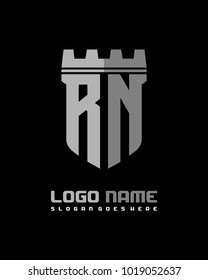 Fortress shield initial R N logo template vector