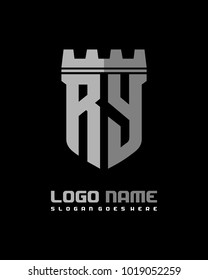Fortress shield initial R Y logo template vector