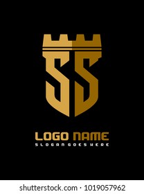 Fortress shield initial S S logo template vector