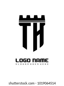 Fortress shield initial T H logo template vector