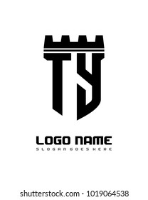 Fortress shield initial T Y logo template vector