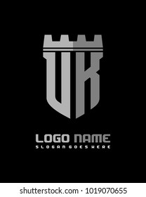 Fortress shield initial U K logo template vector