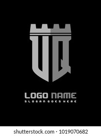 Fortress shield initial U Q logo template vector