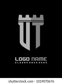 Fortress shield initial U T logo template vector