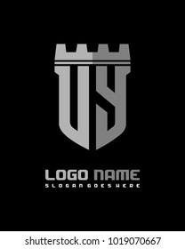 Fortress shield initial U Y logo template vector