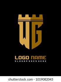 Fortress shield initial W G logo template vector