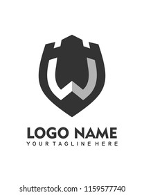Fortress shield with initial W logo template vector