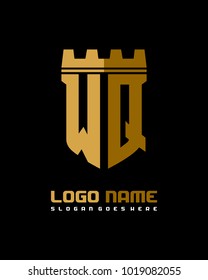 Fortress shield initial W Q logo template vector