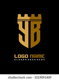 Fortress shield initial Y B logo template vector