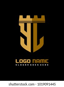 Fortress shield initial Y L logo template vector
