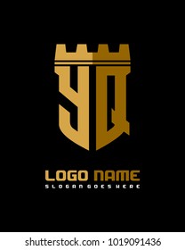 Fortress shield initial Y Q logo template vector