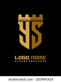 Fortress shield initial Y S logo template vector