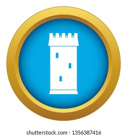 Fortress tower icon blue vector isolated on white background for any design