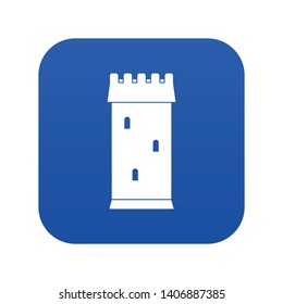 Fortress tower icon digital blue for any design isolated on white vector illustration