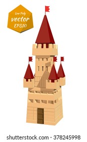 Fortress tower. Lowpoly style. Vector illustration. 