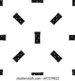 Fortress tower pattern repeat seamless in black color for any design. Vector geometric illustration