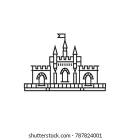 Fortress with towers and flag vector. Magic castle vector