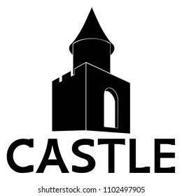 Fortress vector black with tower. Stronghold. Kingdom. Gateway