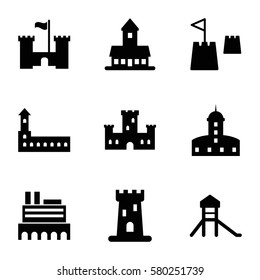 fortress vector icons. Set of 9 fortress filled icons such as castle