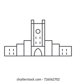 fortress vector line icon, sign, illustration on background, editable strokes