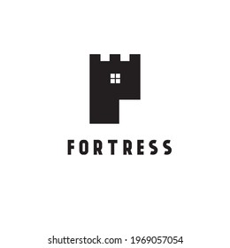 Logo del vector de fortaleza. Icono de fortaleza. Vector