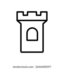 A fortress wall in line icon style with crenellations and solid stone texture. Great for battle defenses, medieval sieges, and stronghold-themed graphics.