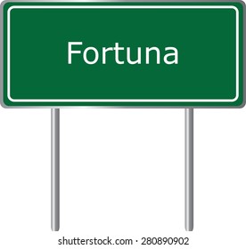 Fortuna , California, road sign green vector illustration, road table, USA city