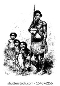 Fortunato and his Family, in Amazonas, Brazil, drawing by Riou from a photograph, vintage engraved illustration. Le Tour du Monde, Travel Journal, 1881