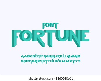 Fortune 3d font. Vector alphabet letters. Typeface design. 
