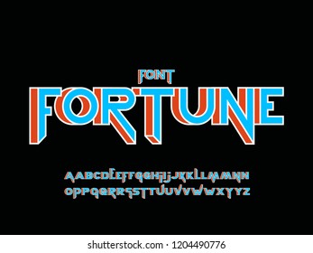 Fortune 3d font. Vector alphabet letters. Typeface design. 
