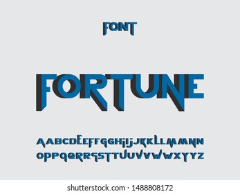 Fortune 3d font. Vector alphabet letters. Typeface design. Typography Graphic