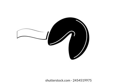 Fortune cookie, black isolated silhouette