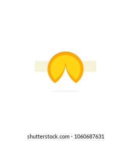 Fortune cookie with blank slip icon. Vector image isolated on white background