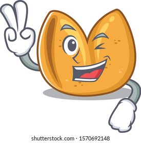Fortune cookie Character cartoon style with Two finger