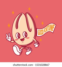 Fortune cookie character vector illustration. Food, brand, marketing design concept